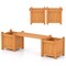 Wooden Garden Bench With Planter Boxes 3 In 1 Outdoor Bench Seat With Storage Fir Wood Patio Bench Orange